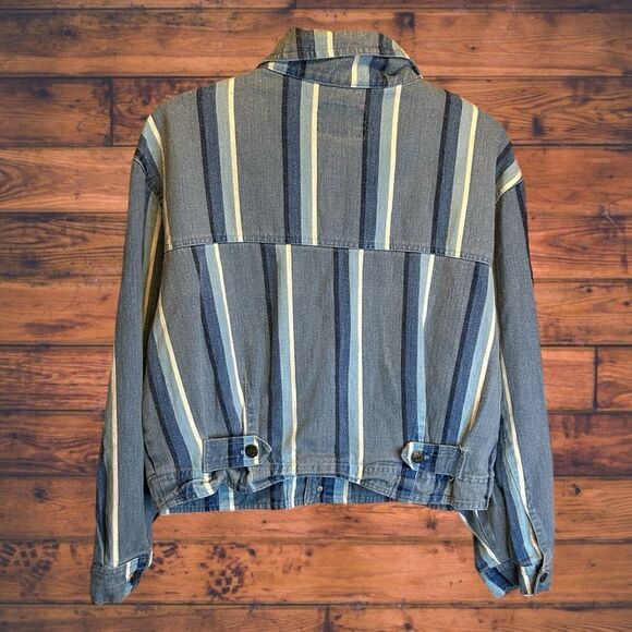 Vintage Best American Denim Striped Long Sleeve Jacket Large - Picture 2 of 5